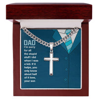 Load image into Gallery viewer, Gift for Dad Artisan Cross Necklace on Cuban Chain - I&#39;m Sorry
