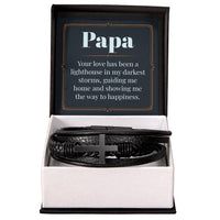 Load image into Gallery viewer, Papa Gift - Leather Bracelet With Cross
