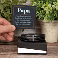 Load image into Gallery viewer, Papa Gift - Leather Bracelet With Cross
