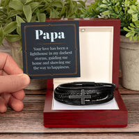 Load image into Gallery viewer, Papa Gift - Leather Bracelet With Cross
