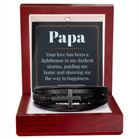 Load image into Gallery viewer, Papa Gift - Leather Bracelet With Cross
