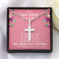 Load image into Gallery viewer, Stainless Cross Necklace- To My Twin Sister
