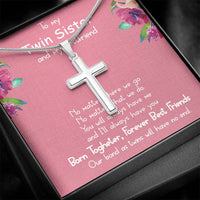 Load image into Gallery viewer, Stainless Cross Necklace- To My Twin Sister
