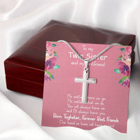 Load image into Gallery viewer, Stainless Cross Necklace- To My Twin Sister
