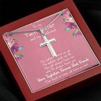 Load image into Gallery viewer, Stainless Cross Necklace- To My Twin Sister
