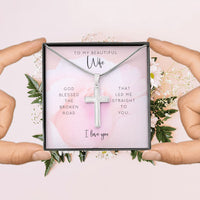 Load image into Gallery viewer, To My Wife Engraved Cross - God Blessed the Broken Road
