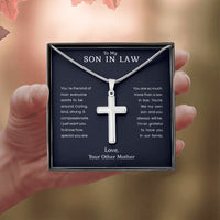 Load image into Gallery viewer, To My Son in Law Cross Necklace from Mother in Law - Engravable
