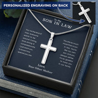 Load image into Gallery viewer, To My Son in Law Cross Necklace from Mother in Law - Engravable
