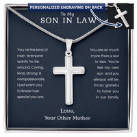 Load image into Gallery viewer, To My Son in Law Cross Necklace from Mother in Law - Engravable
