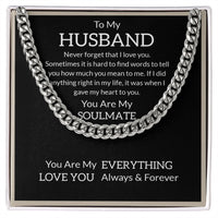 Load image into Gallery viewer, Men Necklace with Meaning - To My Husband, You are My Soulmate - Cuban Link Chain
