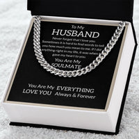 Load image into Gallery viewer, Men Necklace with Meaning - To My Husband, You are My Soulmate - Cuban Link Chain
